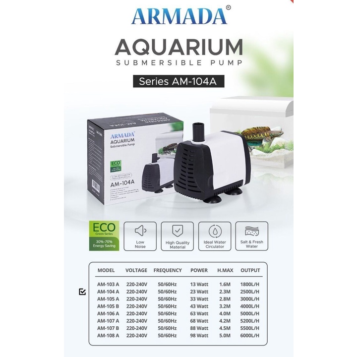 POMPA AQUARIUM ARMADA AM-104 A / POWER HEAD 104 LOW WATT TERMURAH