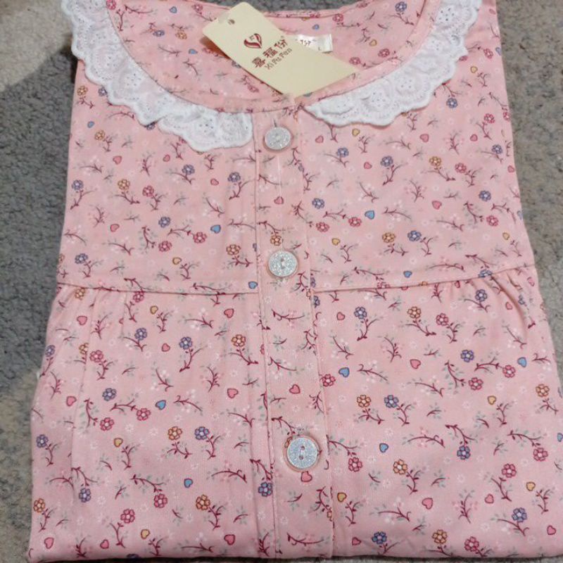 Piyama PP tebal full print L & XL-KANCING FLOW A PEACH