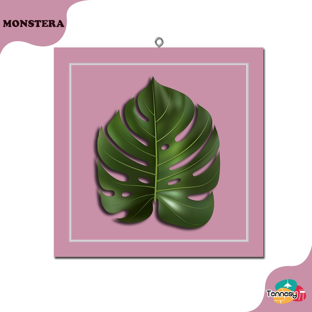 TENNESY HIASAN DINDING DAUN MONSTERA LEAVES 30x30CM WALL DECOR PAJANGAN KAYU POSTER DEKORASI DINDING KAMAR TIDUR RUMAH