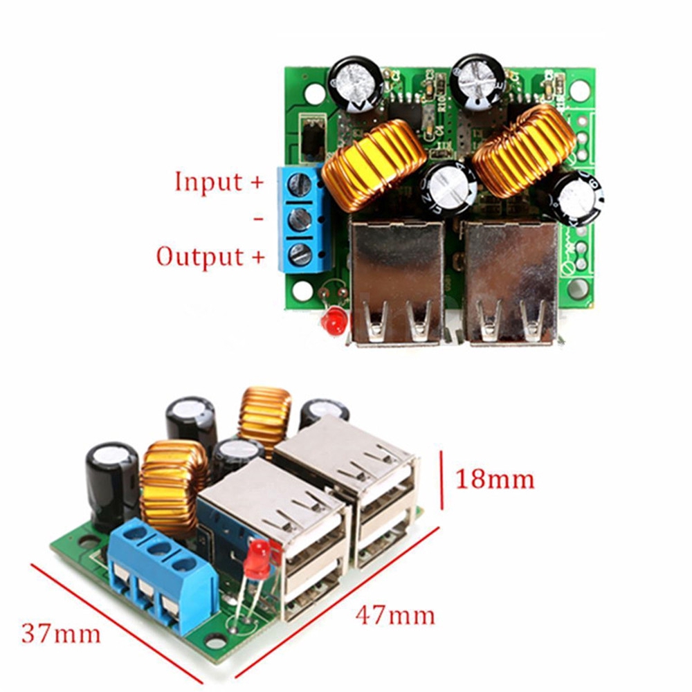 ✫〖ready to ship/COD〗✫  Modul Power Supply Step Down DC 12V 24V 40V to 5V 4-usb untuk MP3 / GPS