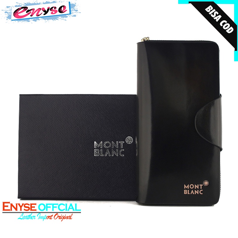 [ENY] Mont Blanc - EO8T Dompet Panjang Pria Wanita Kulit Asli Model Dompet Resleting Samping Di Slot