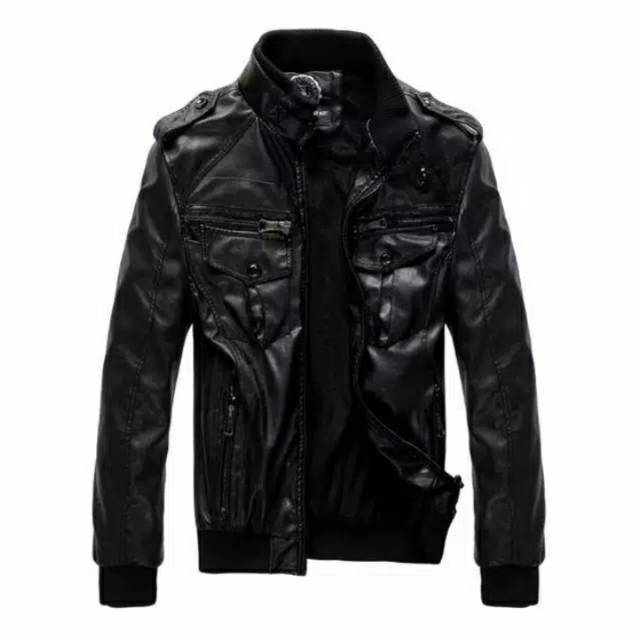 PREMIUM Jaket Kulit Slimfit Ariel Slimfit List Merah Hitam Size M L XL 2XL 3XL