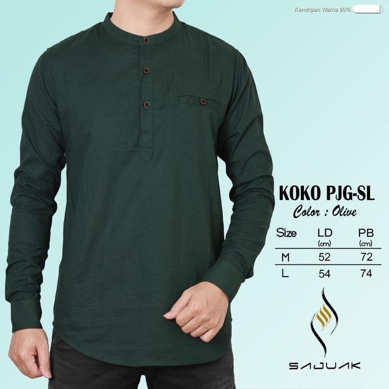 KOKO PRIA LENGAN PANJANG/BAJU KOKO MUSLIM COWOK LENGAN PANJANG/KOKO SAJUAK ORIGINAL/PAKAIAN MUSLIM P