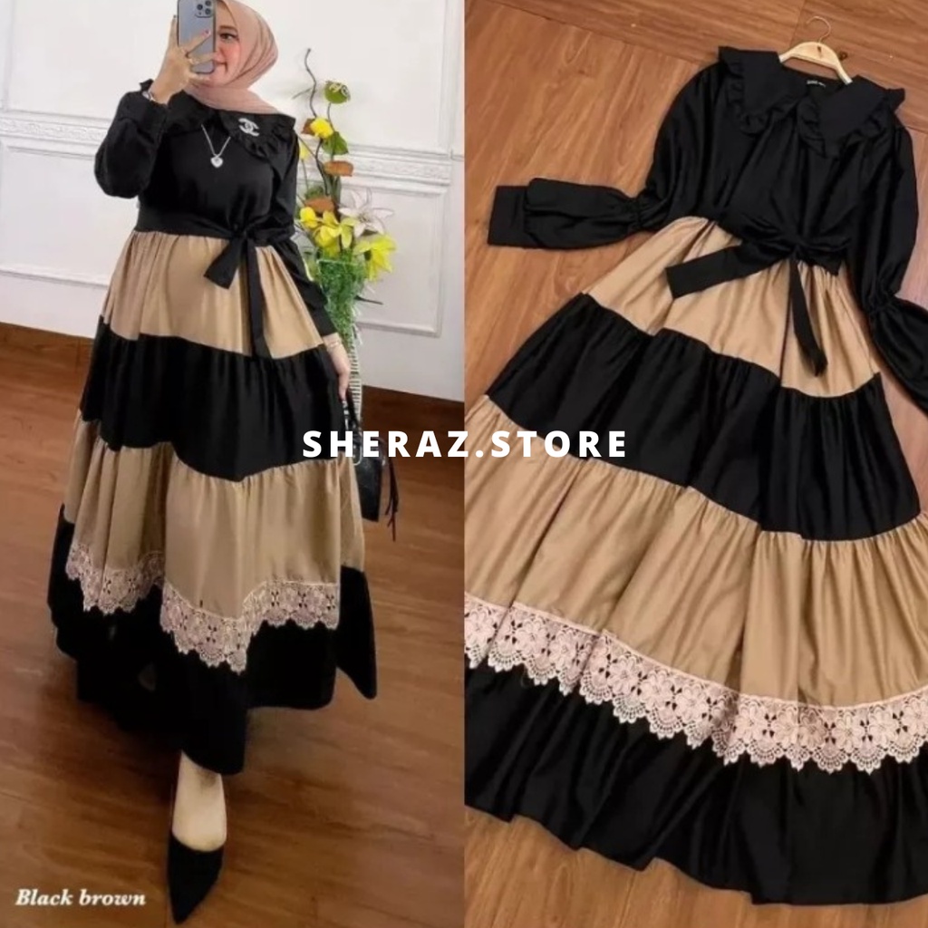 Gamis Shakila Terbaru Jumbo Ld 120 130 140 ASMIRANDA MAXI Gamis Kondangan Hitam Putih Remaja Wanita