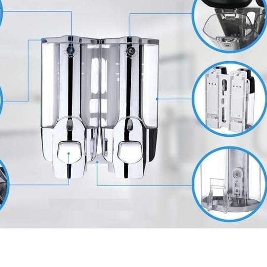➴ Dispenser Sabun Cair 2 Tabung Tempat Sabun 2 in 1 ◘