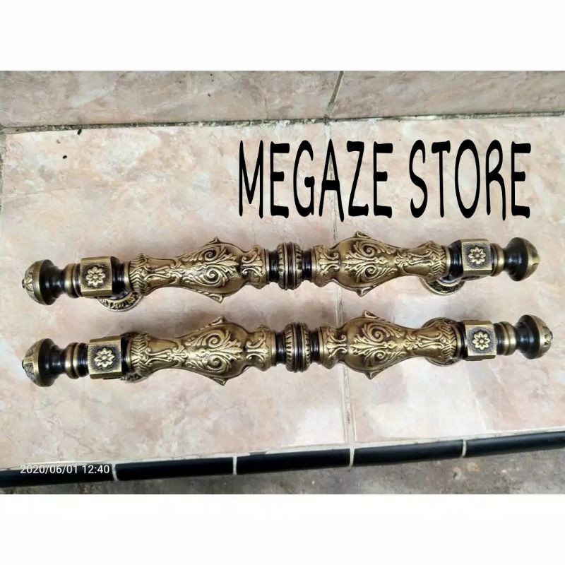 Handle Pintu Gagang Pintu Kuningan motif Barongsai antik Panjang 40 Cm