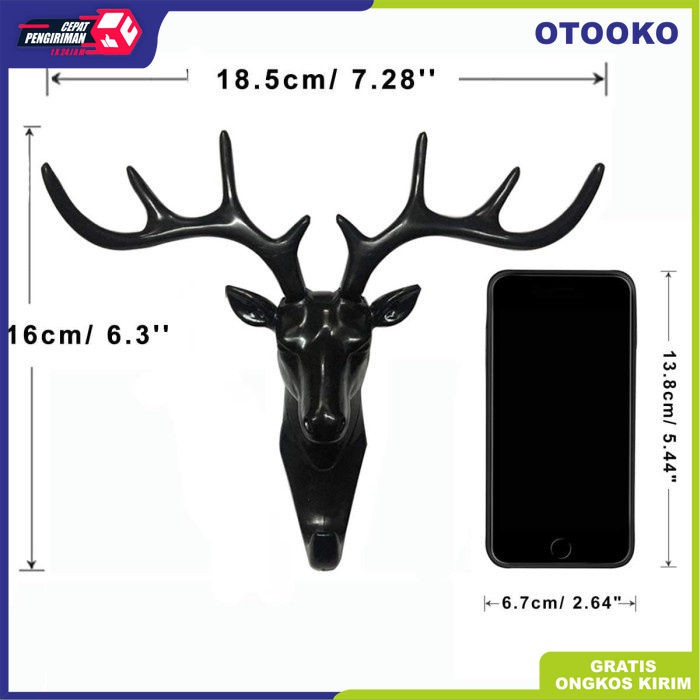 Doe Deer Key Hooks Stand Hanger Gantungan Kunci Dinding Tanduk Rusa