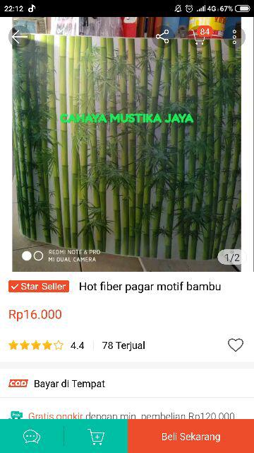 New Gress Fiber Pagar Bambu Panda Glossy