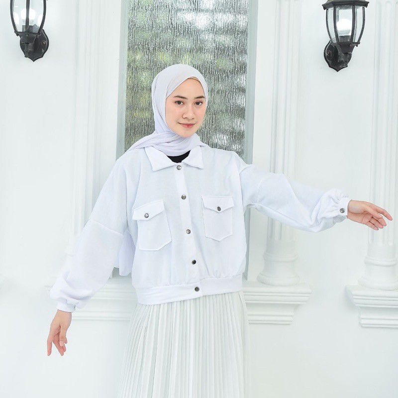 Olin Button Jacket Wanita XL Pleece Tebal Oversize