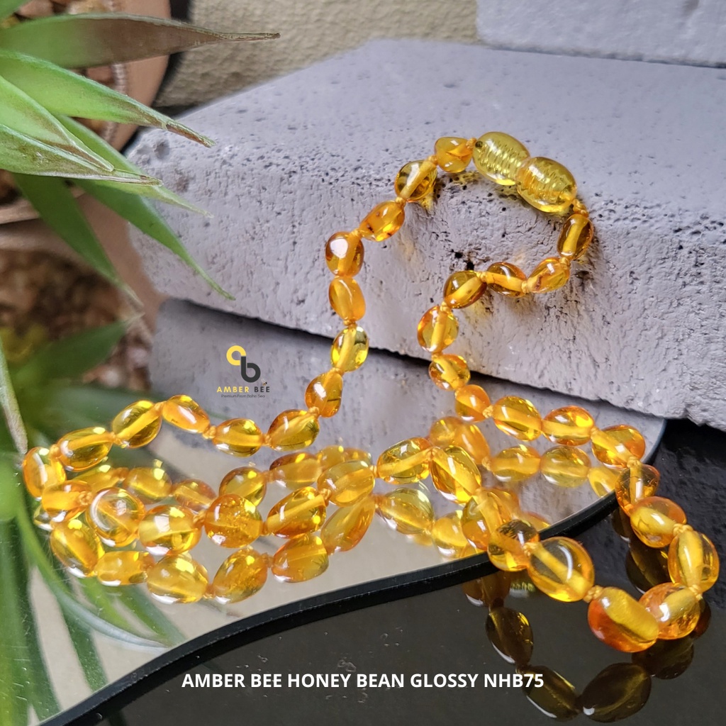 Kalung Amber Bayi &amp; Anak Premium Glossy Honey Beans NGHB75 By Amber Bee