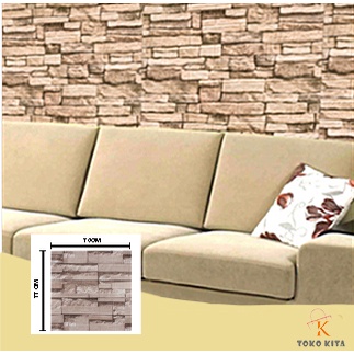 Wallpaper 3D Foam Motif Batu Bata Mural / Corak , Polos, Anak 70X77 Wall Sticker Interior Tebal 3mm-Bata 0316