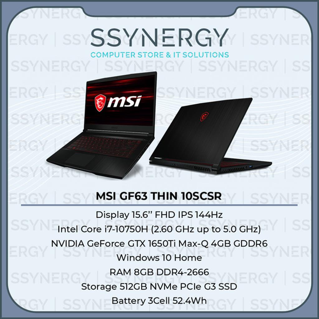 MSI GF63 Thin 10SCSR [9S7-16R412-677] i7-10750H 8G 512GB GTX1650Ti 4GB