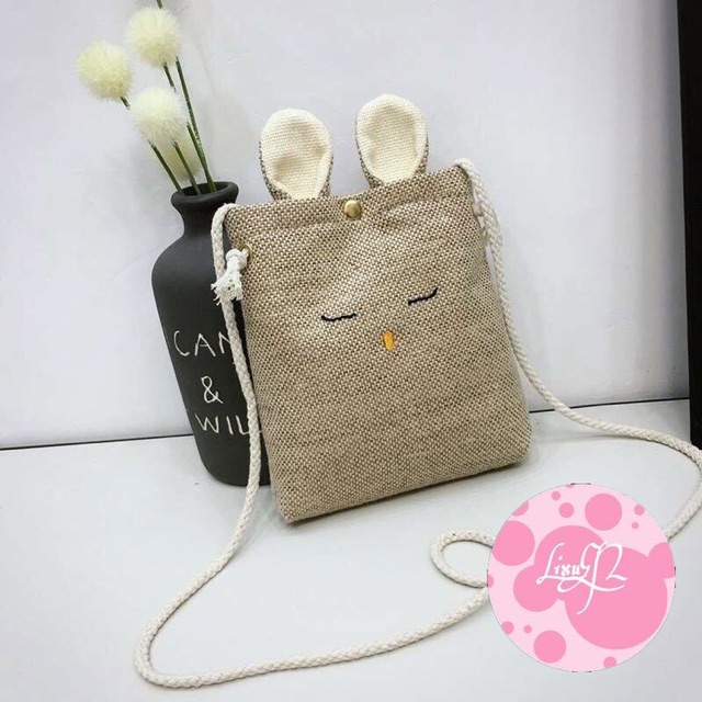 Tas Selempang Fashion Wanita - SLING BAG KANVAS EMOTICON - Tas Fashion Terbaru - Tas Kecil