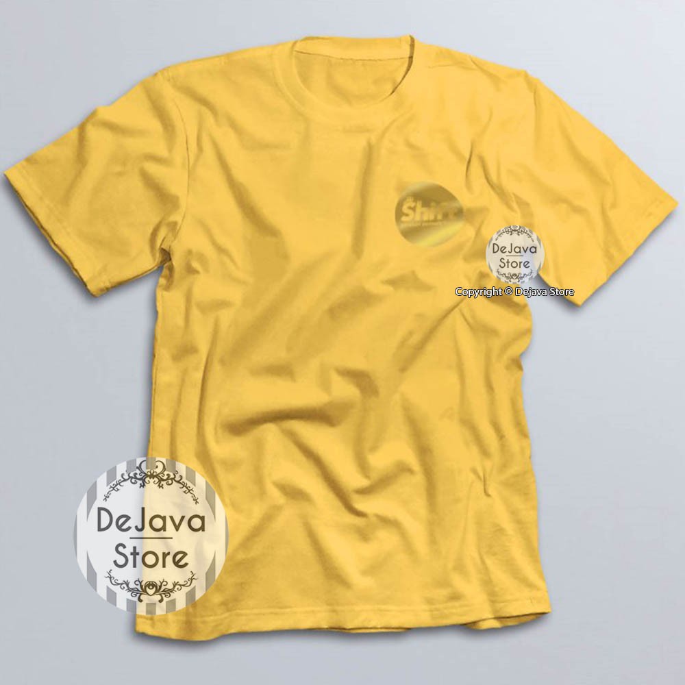 Kaos Dakwah SHIFT Gerakan Pemuda Hijrah Logo Dada Gold Emas - Baju Tshirt Distro Islami Muslim | 388-KUNING