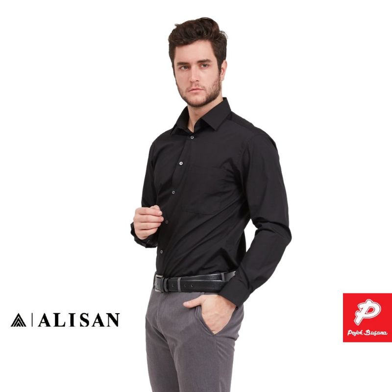 Alisan Kemeja Panjang Formal Pria Merk Alisan Original Model Slimfit dan Reguler Kemeja Nikah Kerja Resmi Kemeja Polos Pria Lengan Panjang Ukuran S M L XL