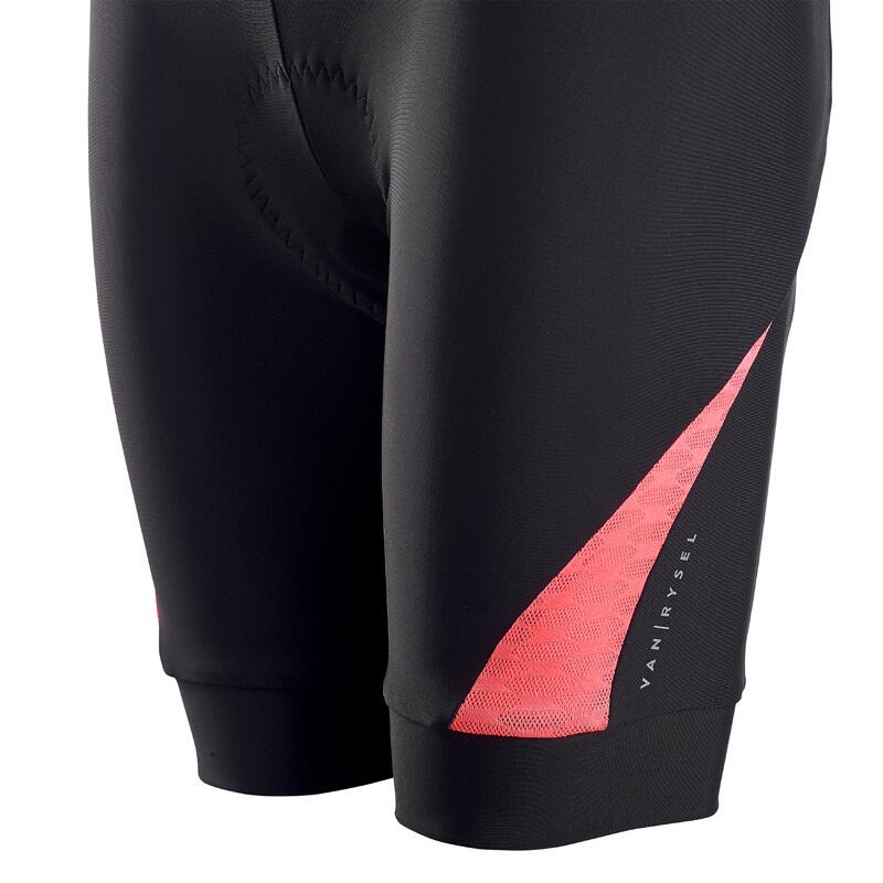 Decathlon VAN RYSEL Women's Cycling Shorts RC500 - Black/Coral - 8587105