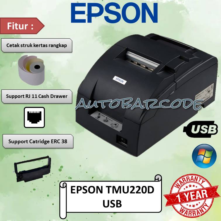 Jual Printer Kasir Dot Matrix Epson Tmu 220d Usb 76mm Shopee Indonesia 2881