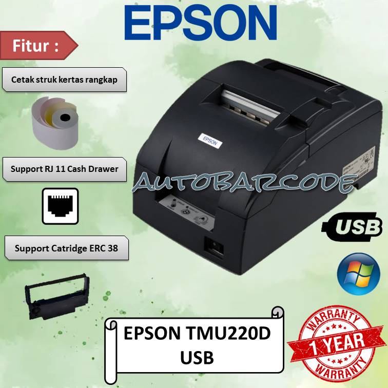 PRINTER KASIR DOT MATRIX EPSON TMU-220D USB 76MM
