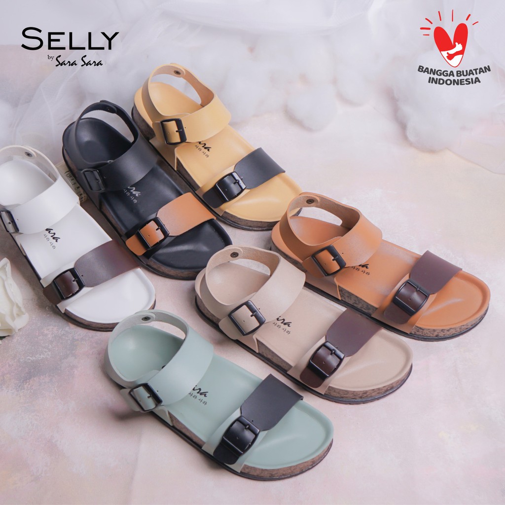 Sara Sara SELLY Sandal wanita casual sandal slop wanita puyuh kekinian model birken terbaru