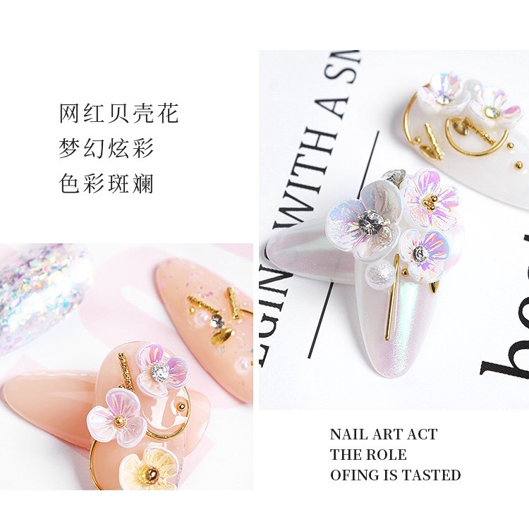 Nail Art Decoration Flowers Pearls Hiasan Kuku Nail Art