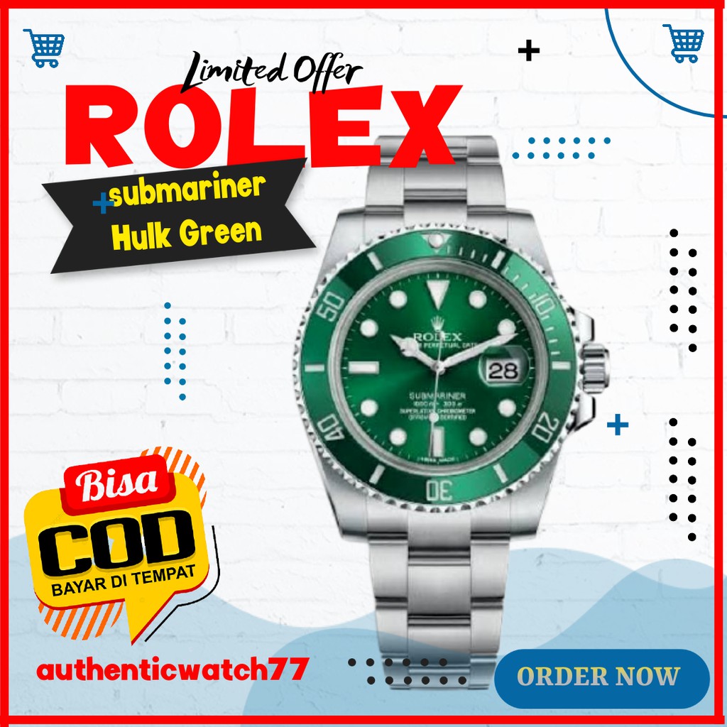 TERMURAH Rolex submariner Hulk Green FULL SET