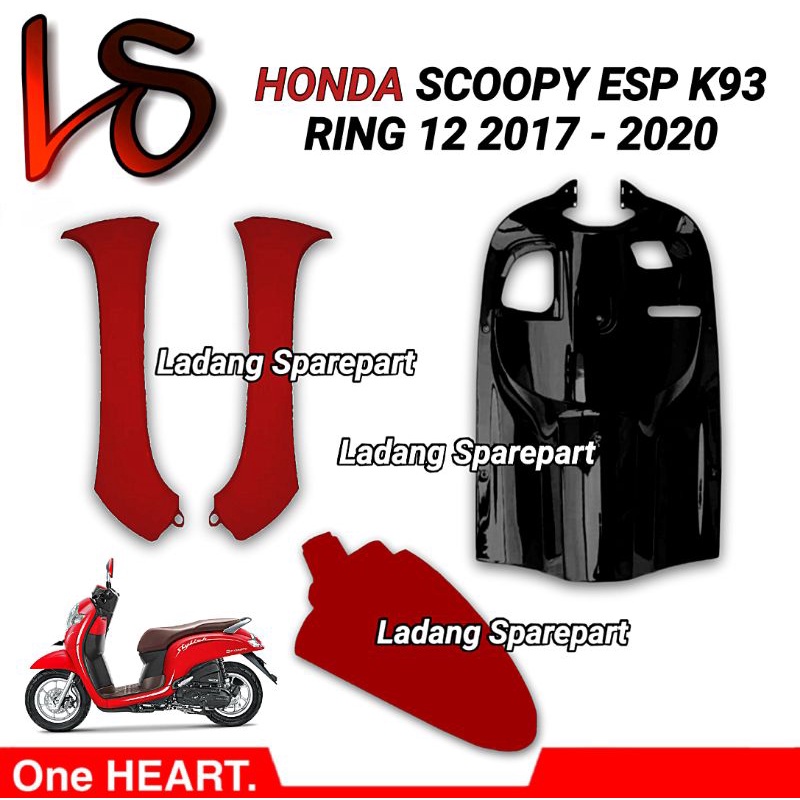 Paket Body Cover Inner dek Kontak Sayap Kap Spakbor Depan Scoopy Esp K93 2017 2018 2019 2020 Kanan K