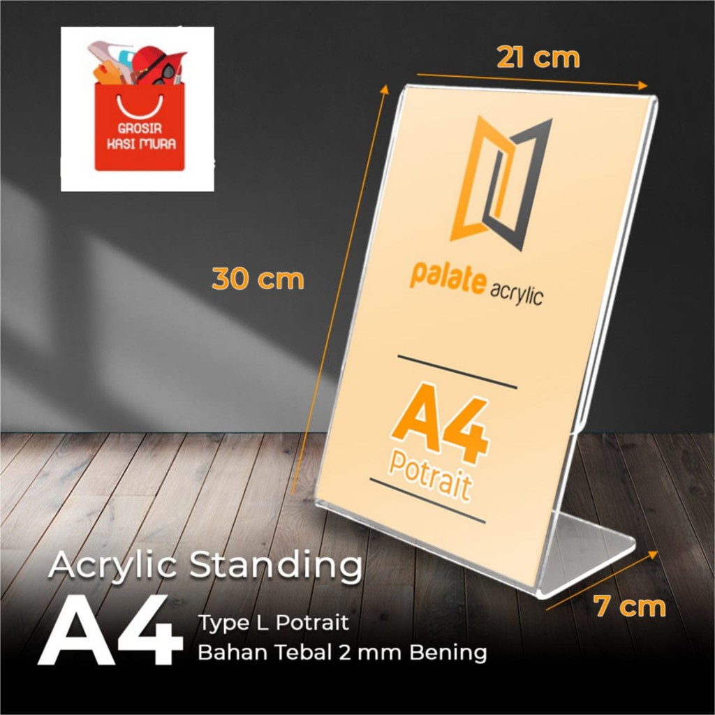 

akrilik brosur bentuk A4 L potrait