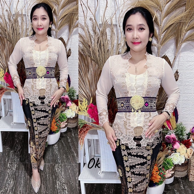 kebaya jadi bordir bunga pucuk kerawang