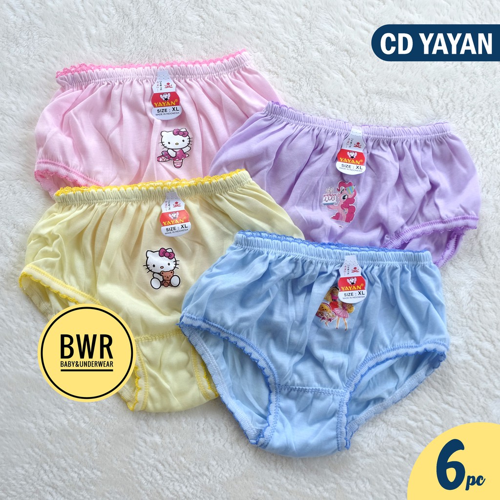 [ 6pc ] CD Yayan Warna | Celana Dalam Anak Perempuan - Bwr