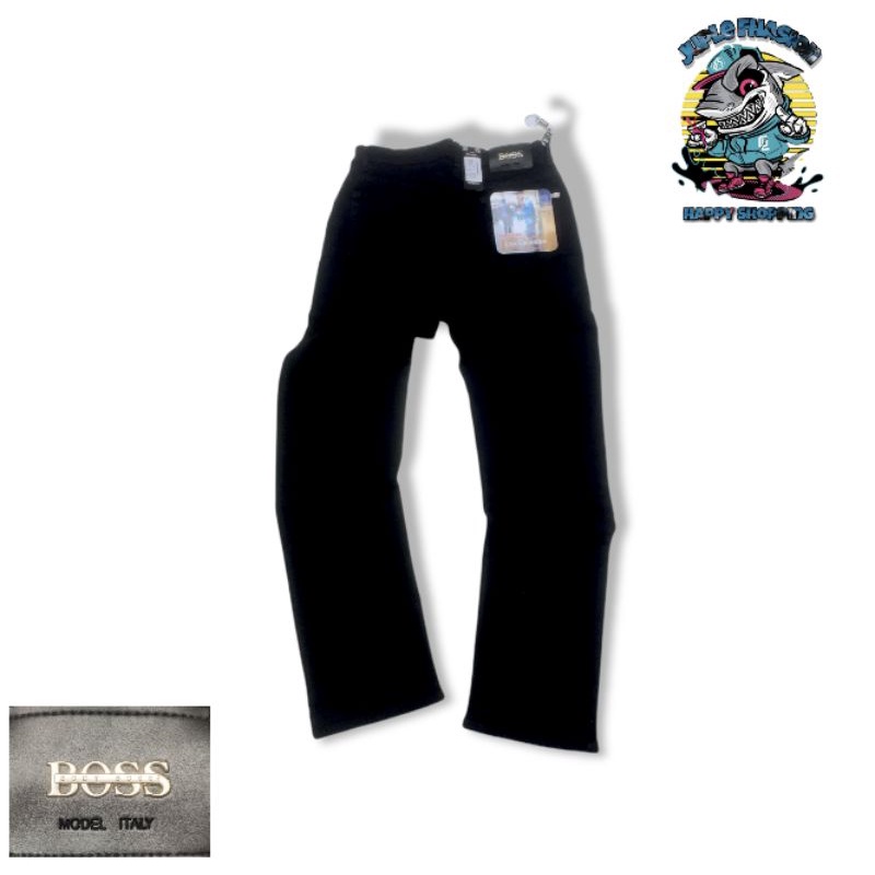 Celana Streach jeans hitam soff jeans boss