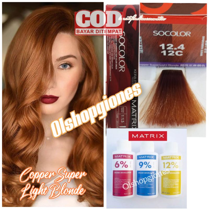 Cat Rambut Matrix Socolor 12.4 / 12C + Oxydant ( campuran ) Copper super Light blonde spa wonder