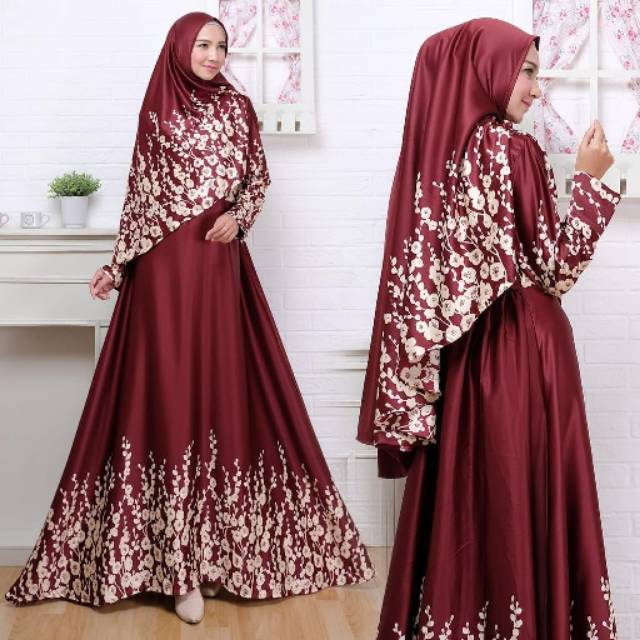 BAJU GAMIS SYAR I BUSUI JUMBO SET HIJAB MURAH BAHAN MAXMARA MOTIF ASLI FIT TO XL DANIA SYAR'I