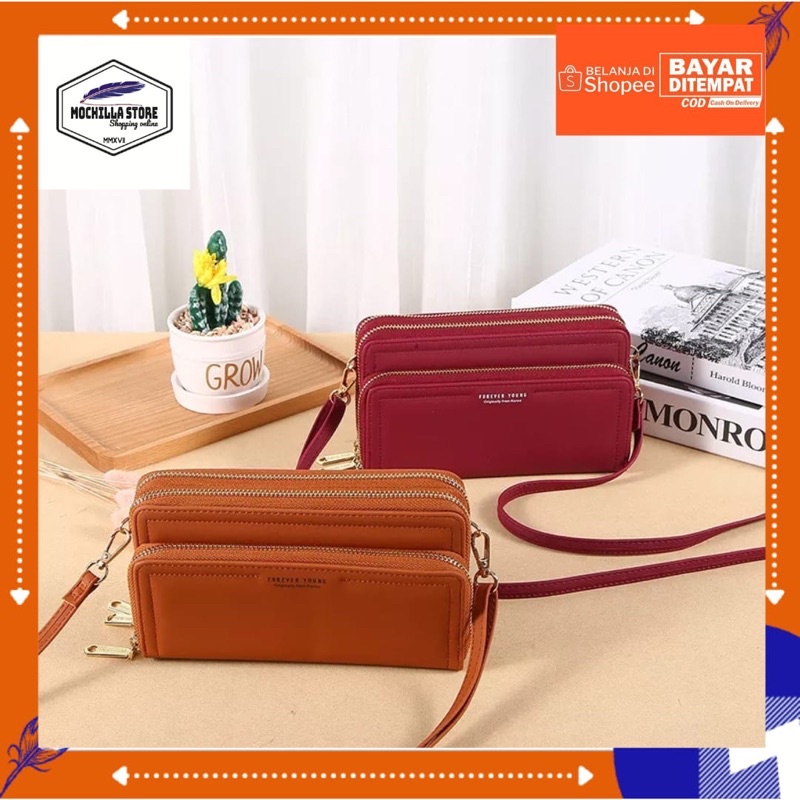 Mochillastore - Dompet Wanita Sintetis Kulit Dompet Tebal Dompet Selempang Dompet Hp Dompet Kartu Populer Termurah Elegand