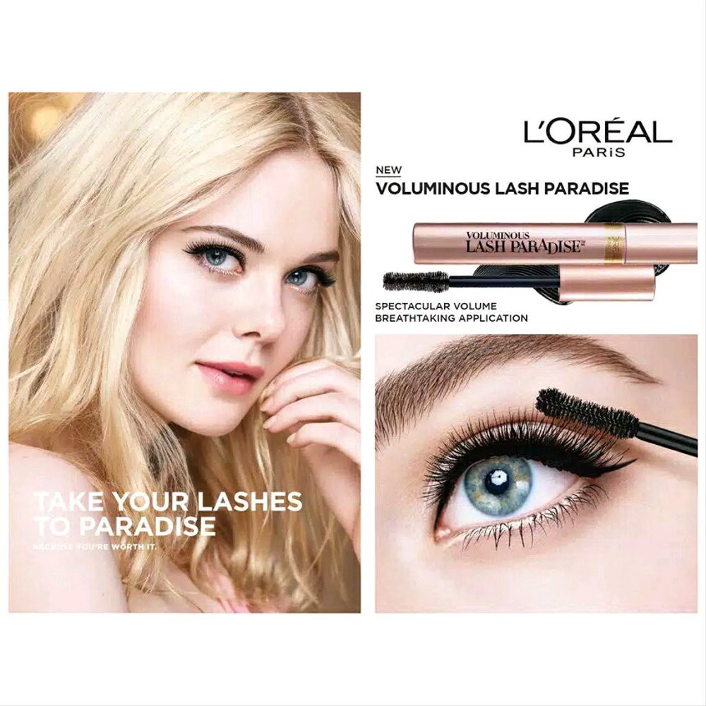 L'OREAL PARIS - VOLUMINOUS LASH PARADISE WATERPROOF MASCARA MAKE UP - BLACK 7.6ML