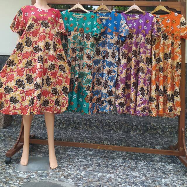 Daster Daun Bunga Jumbo XXL Batik Cantik Baju Wanita Pantai Santai Nyaman Adem Baju Tidur Wanita