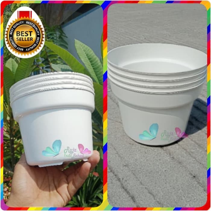 Pot Bunga 15 Cm Putih Bulat Pot Tanaman 15cm Putih Cantik | Bukan Pot 15 Hitam