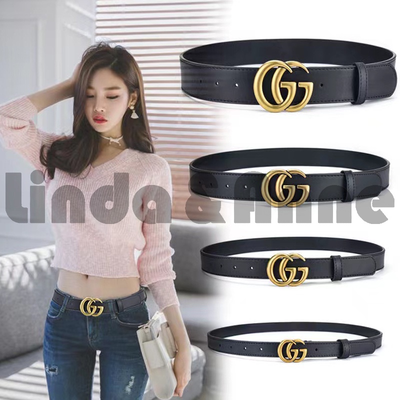 Sabuk Wanita Bahan Pu Double G Belt Wanita Belt Fashion - Ikat Pinggang Wanita