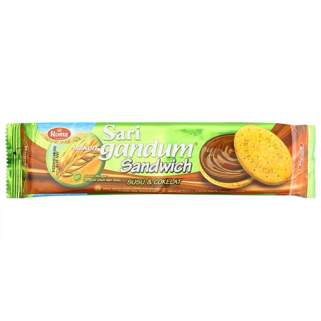 

Sari Gandum Biskuit Wafer Coklat Roma Sandwich 39 Gram