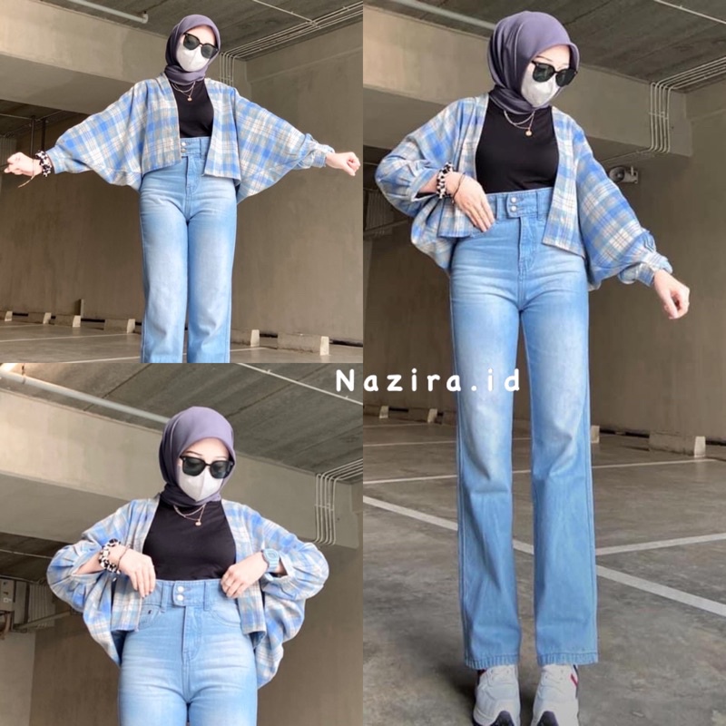 CHESSY BATWING | MOYGE BATWING FLANEL| KEMEJA KOTAK KOTAK WANITA OVERSIZE BY NAZIRA.ID