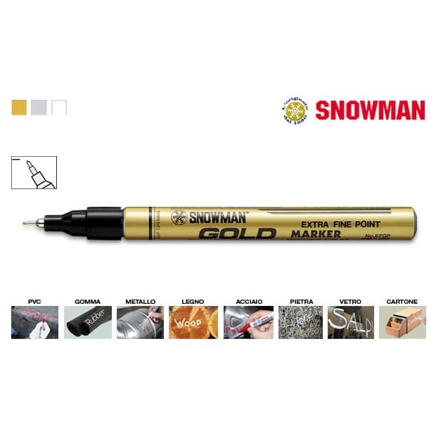 

Unik Spidol emas Snowman gold silver marker extra fine point EFSP 12 Limited