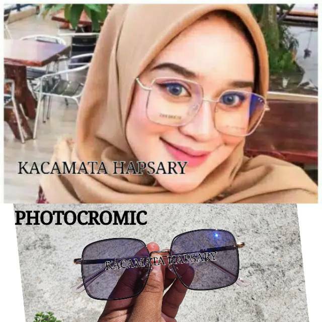 PAKET FRAME + LENSA PHOTOCROMIC | KACAMATA WANITA KOTAK 8803| KACAMATA MINUS | KACAMATA ANTI RADIASI