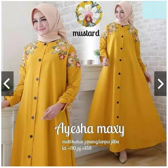 Bordir ayesha maxy baju gamis pakaian wanita dress fashion muslim