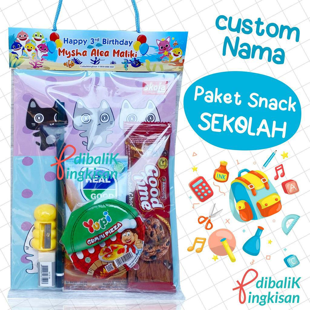 

PAKET SNACK SEKOLAH / ULANG TAHUN / SOUVENIR / BINGKISAN / BUKU / ALAT TULIS FREE LABEL