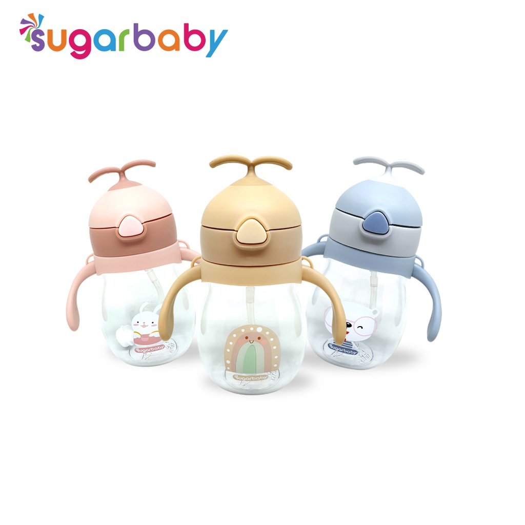 Sugar Baby TRITAN Sippy Cup Nature Series (270/320 ml,9mo+) botol minum anak Botol Jerami Anak/Botol Minum Anak/Karakter rabbit Bear Tutup Clip/import/botol Kartun  gelas ba  Botol Sugar Baby Tritan Sippy Star, Rabbit, 2in1, Kid Bottle BOTOL MINUM ANAK MU