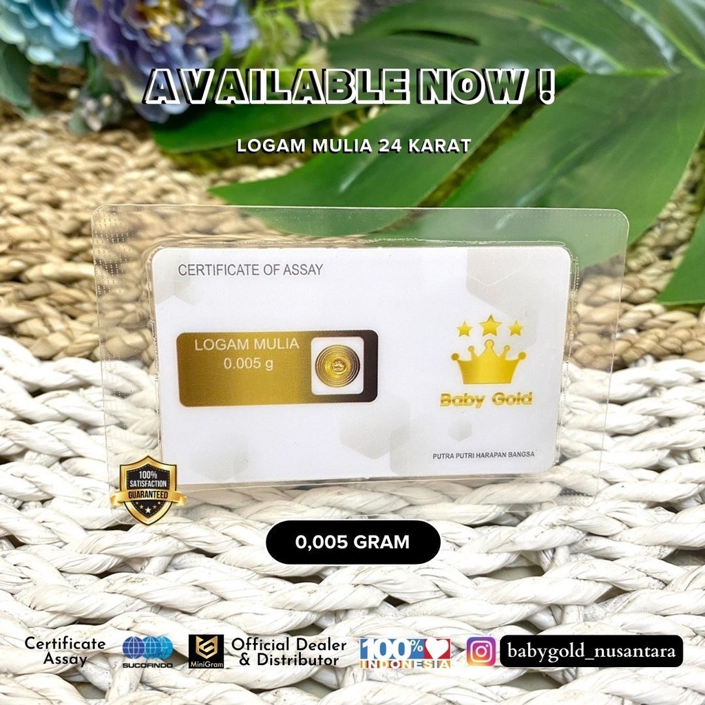 LOGAM MULIA Emas mini batangan 0.001 gram 24 karat minigram gold asli 0.002 gram 0.005 gram 0.01  Distributor Bandung-BG Putih >50pcs++