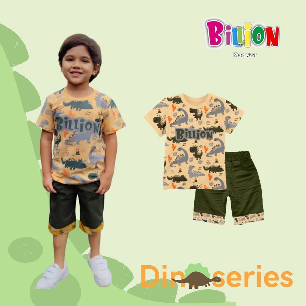 SETELAN ANAK LAKI LAKI MOTIF DINO FULLPRINT USIA 6-14 TAHUN