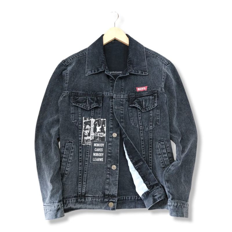 Jaket Jeans Rocafela Original Jaket Bomber Pria Cowok  Bahan Denim