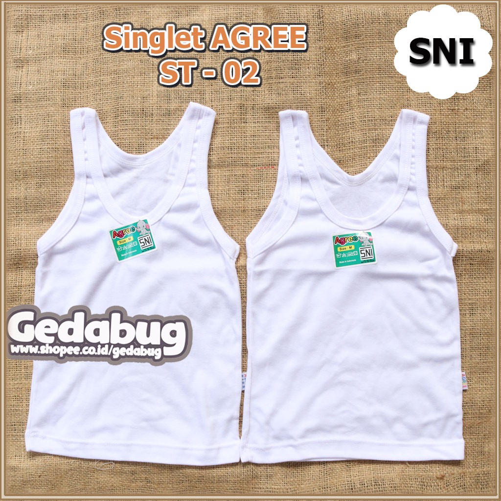 6 pcs Singlet kaos dalem Anak AGREE ST 02 Putih / Pakaian Dalam Anak 1-9 th Dasar Putih | Gedabug