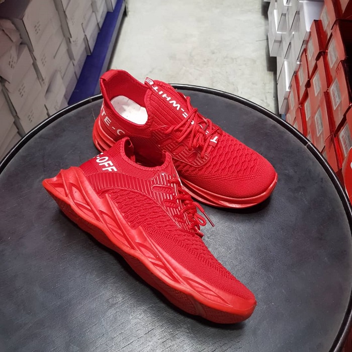 JAKARTAWHOLESALE [COD] 119469 Sepatu Pria Keren Sneakers Olahraga Sport Casual Import Shoes Bertali Nyaman Dipakai Sepatu Jalan Santai-Red