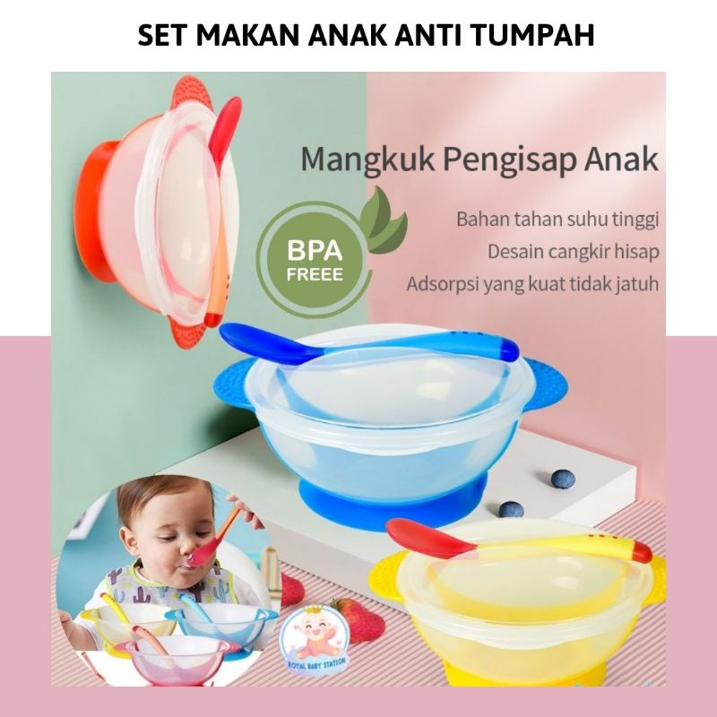 Mangkok Bayi Anti Tumpah Serbaguna Dengan Sendok